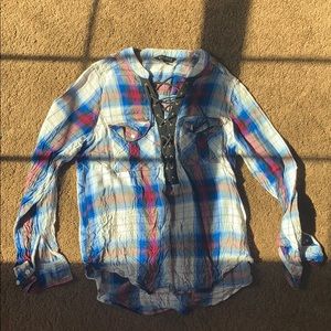 tied flannel shirt